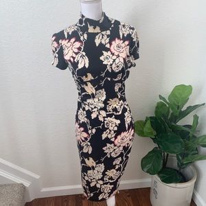 DVF silk Gongli dress bird print modest size 8